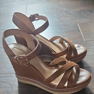 ANTONIO MELANI Brown Strappy Wedge Sandals